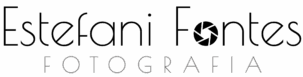 Logo do estúdio Estefani Fontes Fotografia, especializado em fotografia newborn e de família, com design minimalista e elegante em preto e cinza.